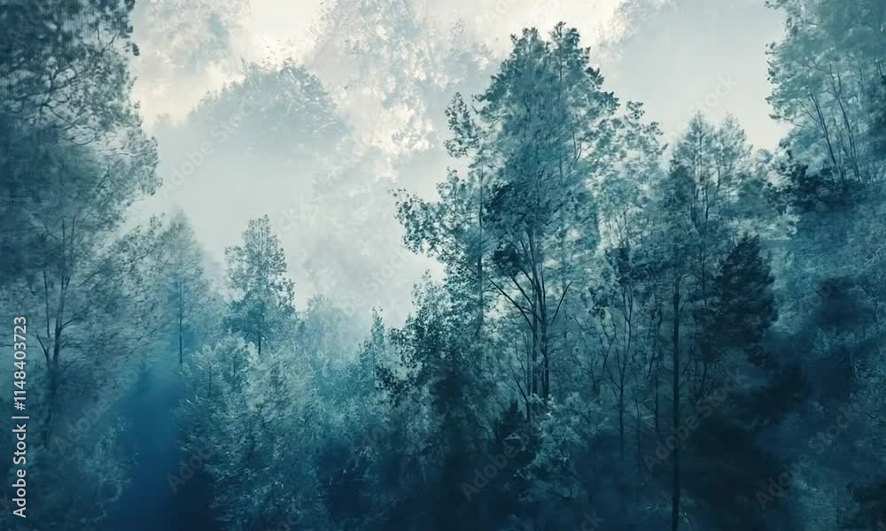 custom made wallpaper toronto digitalMisty forest scene with tall, dense trees shrouded in fog