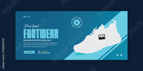 Fashion Footwear and Exclusive Sports Shoe Social Media Cover Template and Sneakers Online Marketing Facebook Cover Photo Design