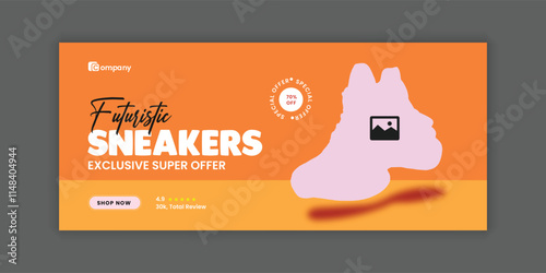 Shoes Social Media Cover Template and Sneakers Sale Facebook Cover Photo Design photo