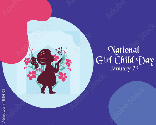 National Girl Child Day, January 24. Social Media Post, poster, card, banner, background Vector Design Template.
