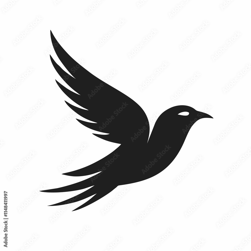 Obraz premium Minimalist Dove Silhouette Vector Art 