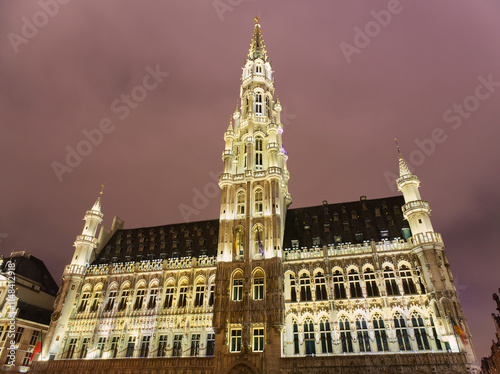 Brussels Grand Place City Museum majestic view in Christmas at night  photo