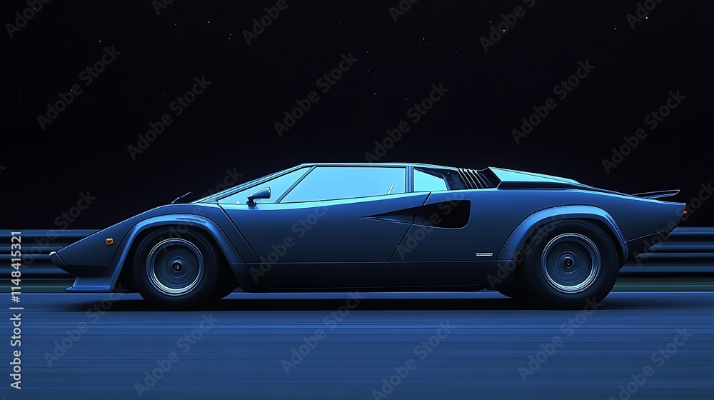 Fototapeta premium Classic car on road at night.