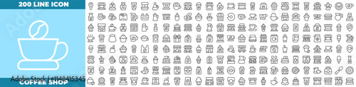 Coffee Shop Line Editable Icons set