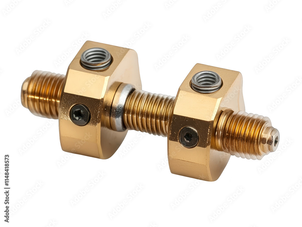 Brass Mechanical Components  Close up of Threaded Couplings