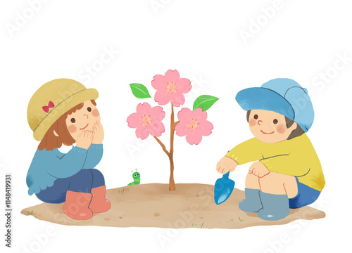 桜と子どもたち