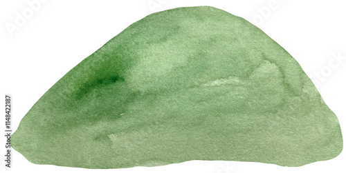 Watercolor green hill and grass. Landscape illustration