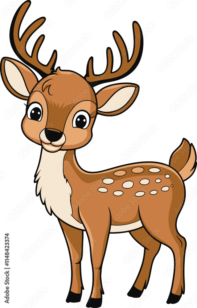 Fototapeta premium Cute Cartoon Deer Character