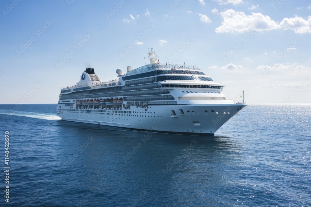 Majestic cruise ship sailing under bright blue sky open ocean marine photography tranquil environment aerial view sea adventure with ships Majestic cruise ship sailing under bright blue sky open ocean marine photography tranquil environment aerial view sea adventure with ships