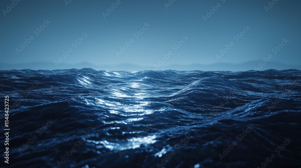Fototapeta premium Midnight Ocean: A Serene Night at Sea