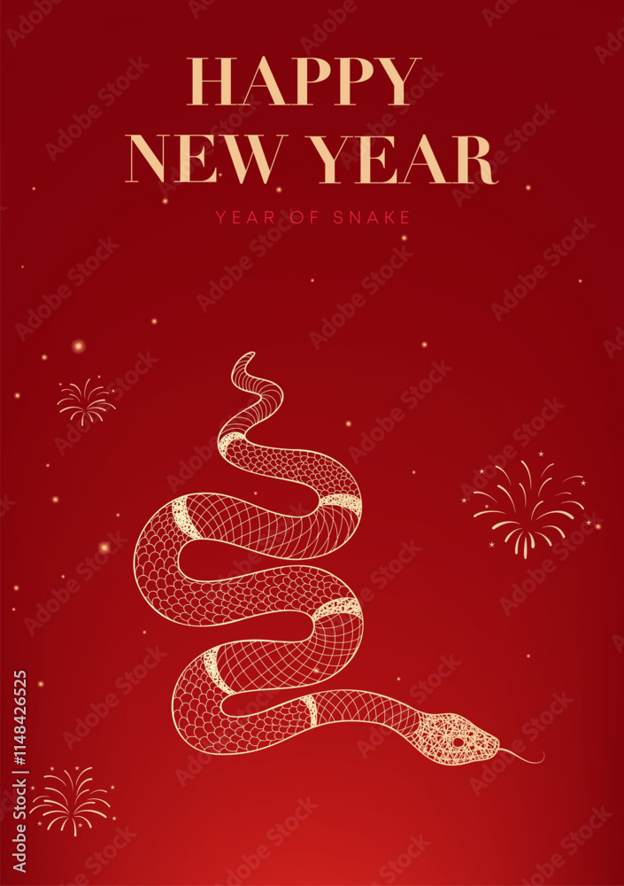 Spring Festival poster design celebrates the Year of the Snake with golden snake elements Spring Festival poster design celebrates the Year of the Snake with golden snake elements