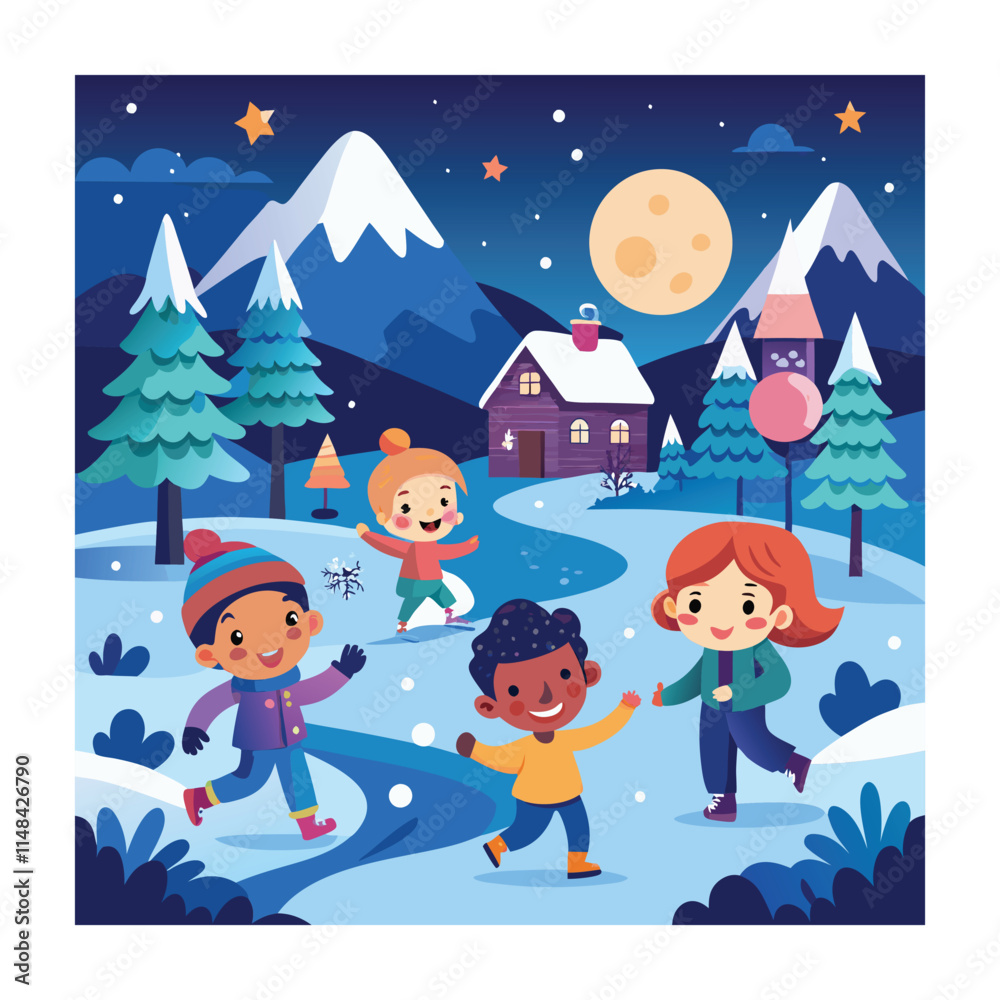 Fototapeta premium Winter season concept vector illustration