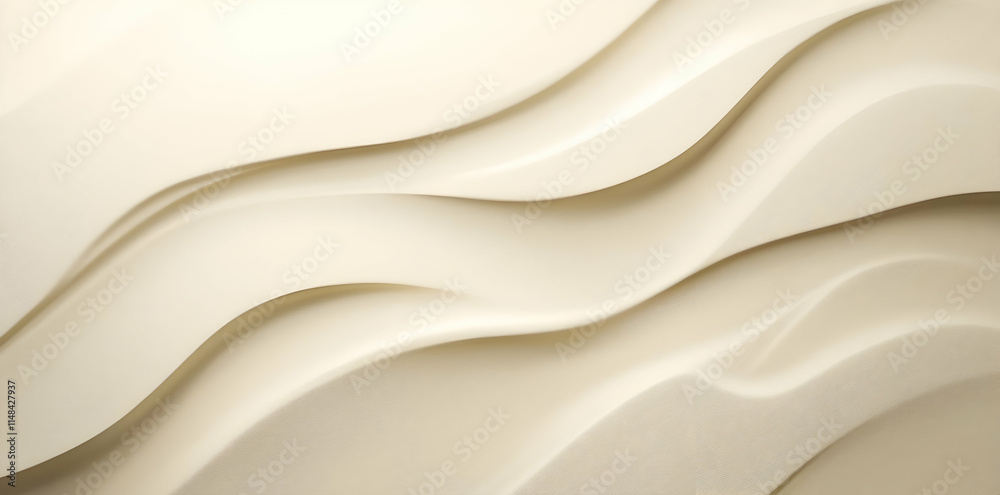 Obraz premium A textured, wavy surface in soft beige tones, creating a modern and elegant backdrop.