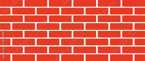Red brick wall seamless Vector illustration background.