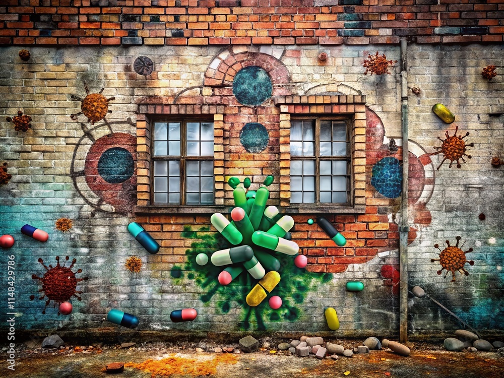 Urban Exploration Medical Symbols: Prescription, Virus, Hospital - Outline Style Photography Urban Exploration Medical Symbols: Prescription, Virus, Hospital - Outline Style Photography