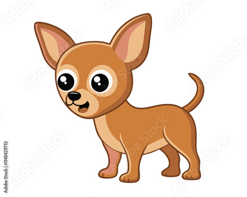 Cartoon chihuahua dog standing happily with an excited expression