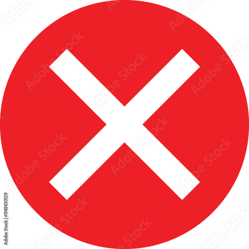 Red cross mark  icon. Cancel icon. No icon, Ban icon.