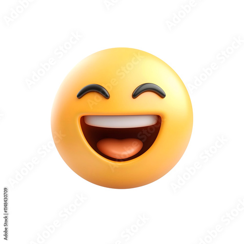 isolated 3d laughing emoji on plain background joyful emoticons happy reaction icons