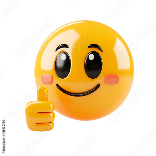 isolated 3d thumbs up emoji on plain background like emoticons reaction icons