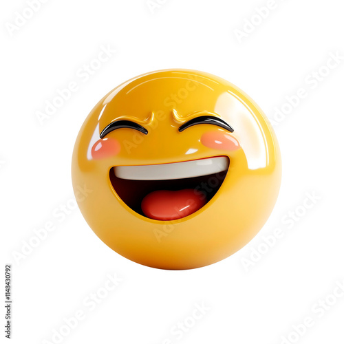 isolated 3d laughing emoji on plain background joyful emoticons smiley reaction icons