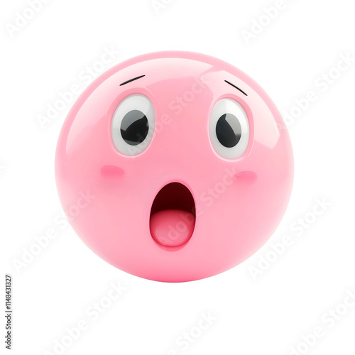 isolated 3d surprised emoji on plain background shocked emoticons reaction icons pink emoji