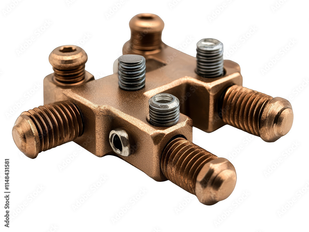 Bronze Electrical Connectors Terminal Block Close up Bronze Electrical Connectors Terminal Block Close up