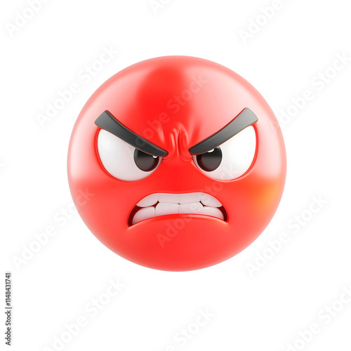 isolated 3d angry emoji on plain background red emoticons mad reaction icons