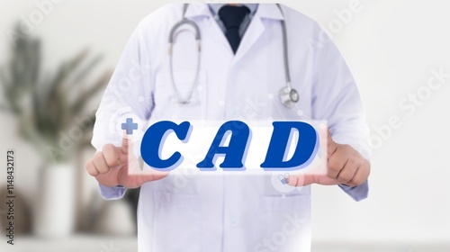 A doctor holds Coronary artery disease CAD boad.
