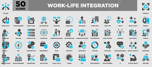 Worklife Integration Icon Set Blue Grey photo