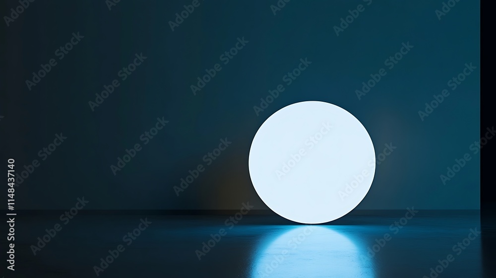 Glowing white sphere on dark floor.