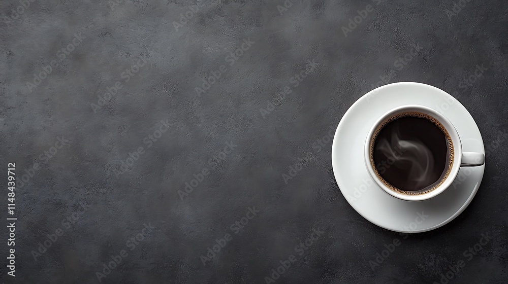 Hot coffee cup on gray surface. Hot coffee cup on gray surface.