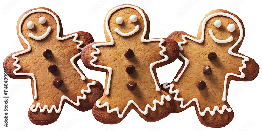 A cutout png design asset of gingerbread cookies isolated on a white background A cutout png design asset of gingerbread cookies isolated on a white background