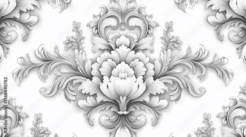 Fototapeta premium Elegant gray floral pattern design ideal for wallpaper or fabric applications in modern interiors