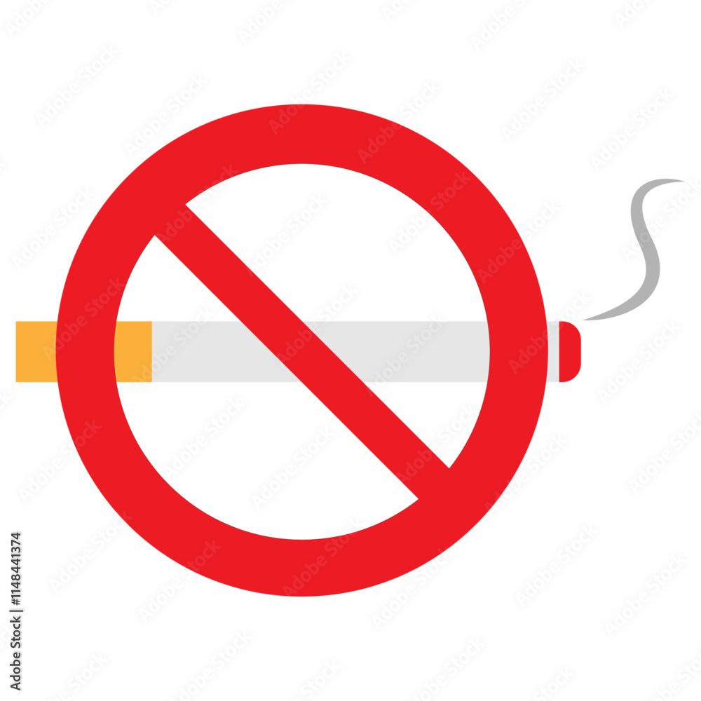 Fototapeta premium Stop smoking, no smoking flat design