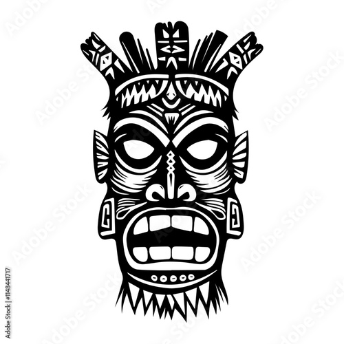 Intricate tribal mask design inspired by traditional African culture and artistry