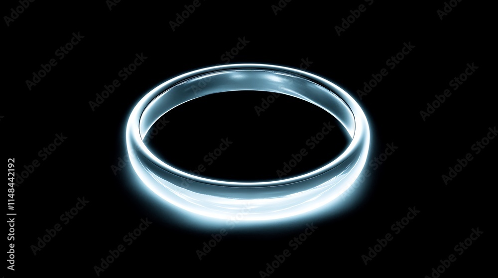 Glowing clear ring on black.