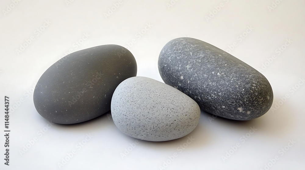 Three smooth stones on white. Three smooth stones on white.