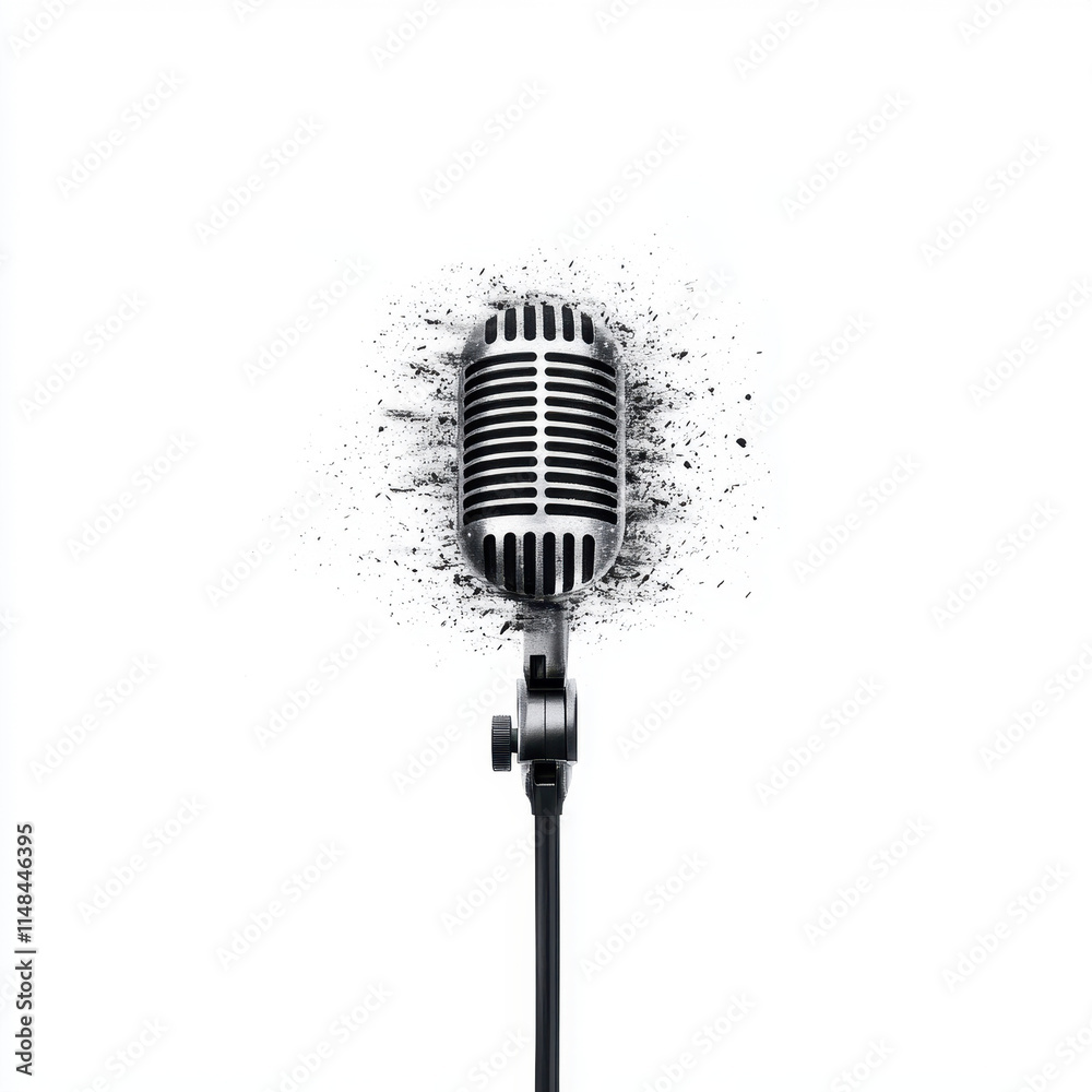 Fototapeta premium Vintage Microphone with Soundwave Effect