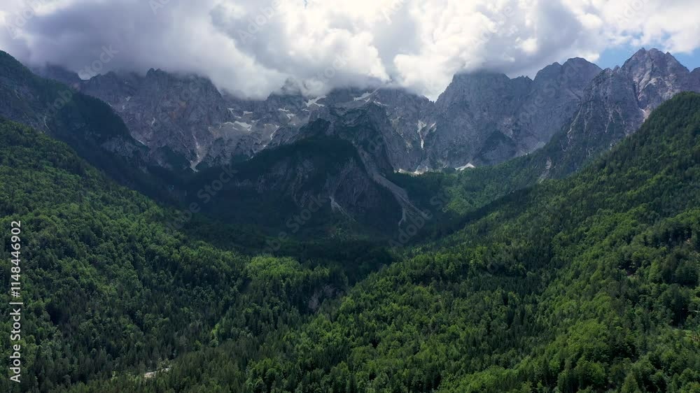 Valley in the Triglav National Park, Julian Alps, Slovenia. Julian Alps mountains, Slovenia, Europe. Valley in the Triglav National Park, Julian Alps, Slovenia. Julian Alps mountains, Slovenia, Europe.