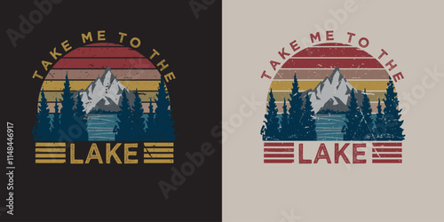 Take Me to The lake Retro Vintage Kayaking T-shirt Design Typography vector design 