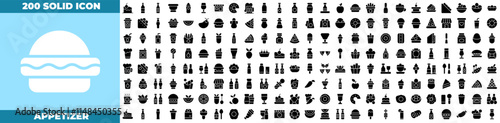 Appetizer Solid Editable Icons set