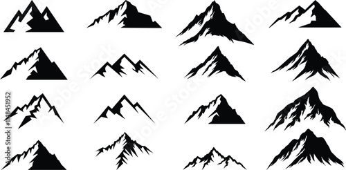 Minimalist Solid Black Mountain Silhouette with Clean, Sharp Edges