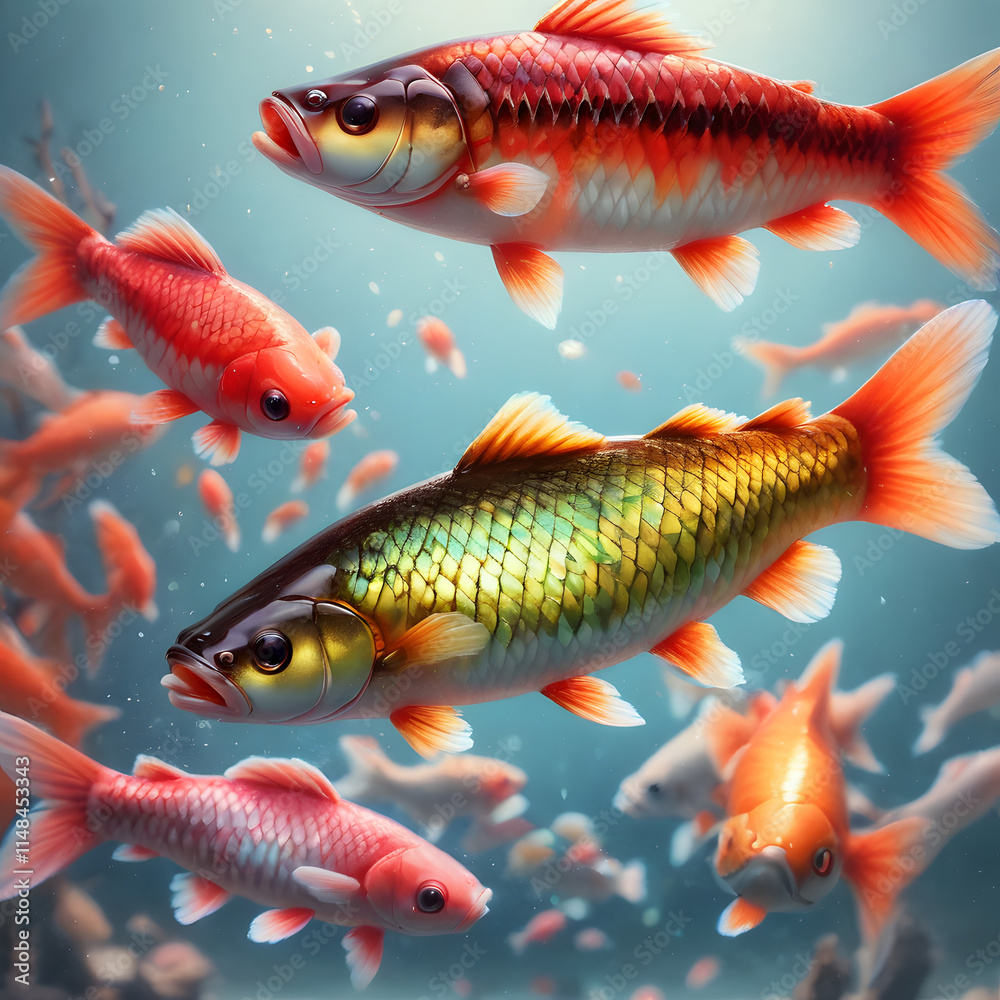 Fototapeta premium Carp,Beautiful colors,There are 3 in total.