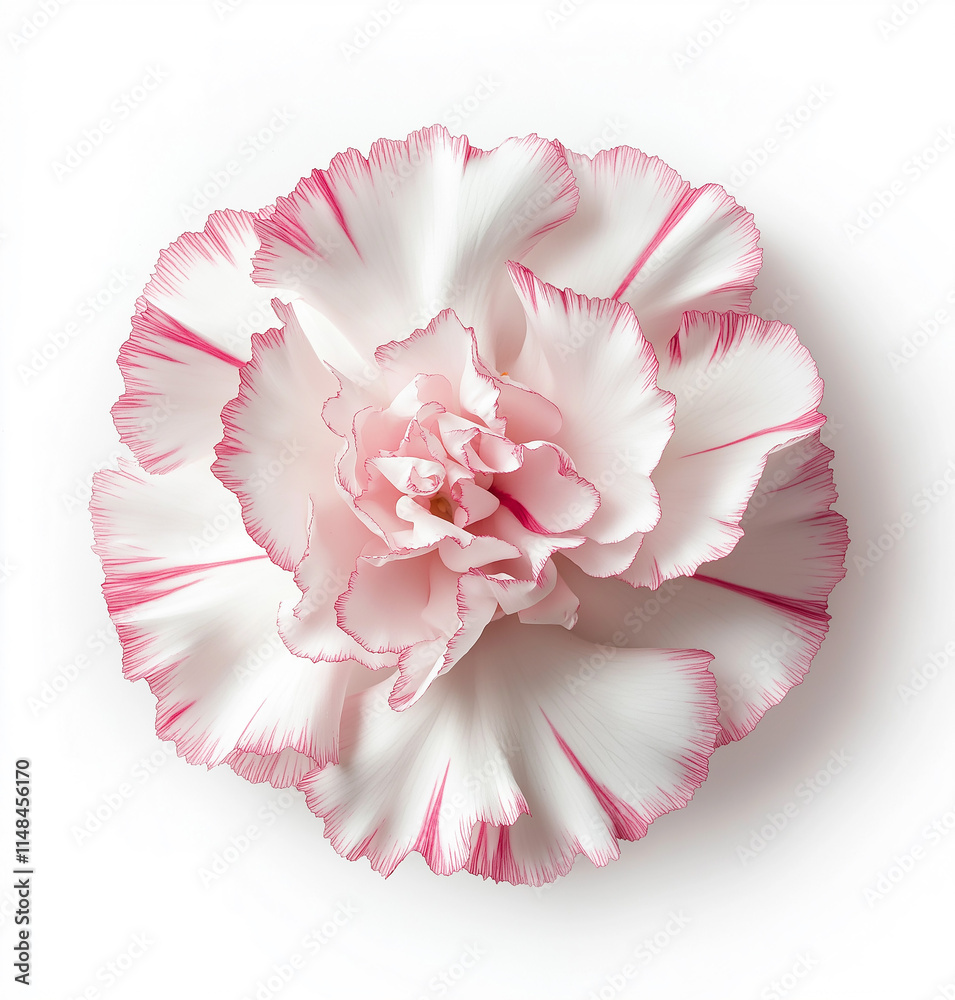 A close-up shot of a carnation on a white background A close-up shot of a carnation on a white background