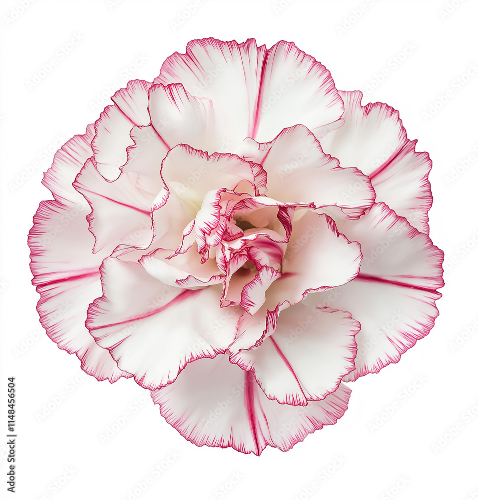 A close-up shot of a carnation on a white background A close-up shot of a carnation on a white background