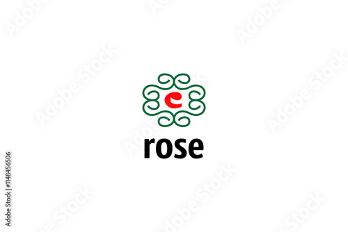 Template logo design with rose ornament