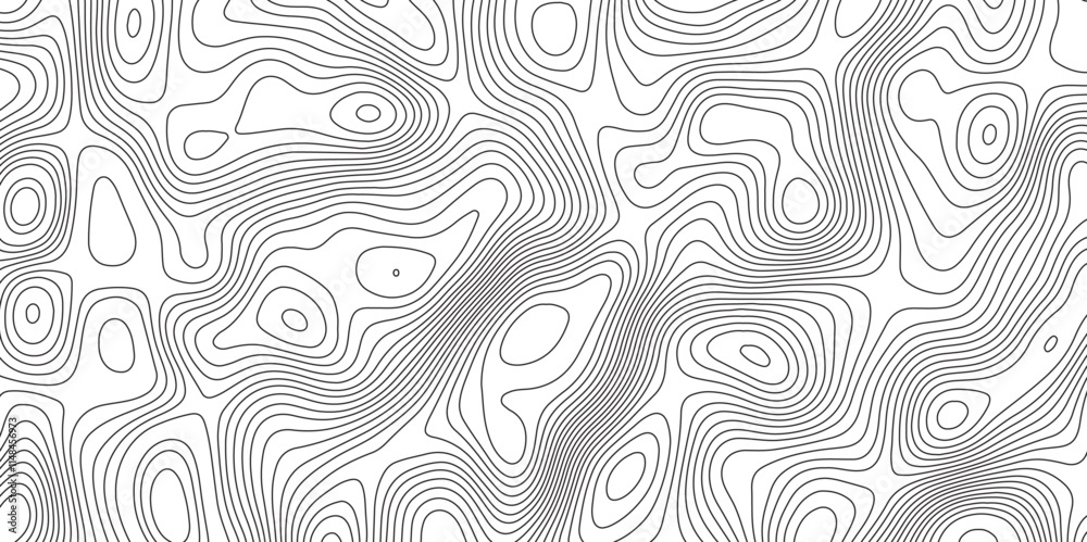 Abstract topographic contours map background. Topographic map and landscape terrain texture grid. Modern design with White background with topographic wavy pattern design. Black-white background.