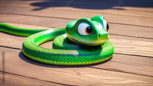 The wooden snake coiled up 