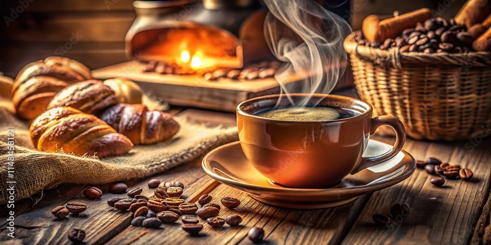 Obraz premium Vintage Morning Coffee Breakfast - Retro Coffee Cup Photo