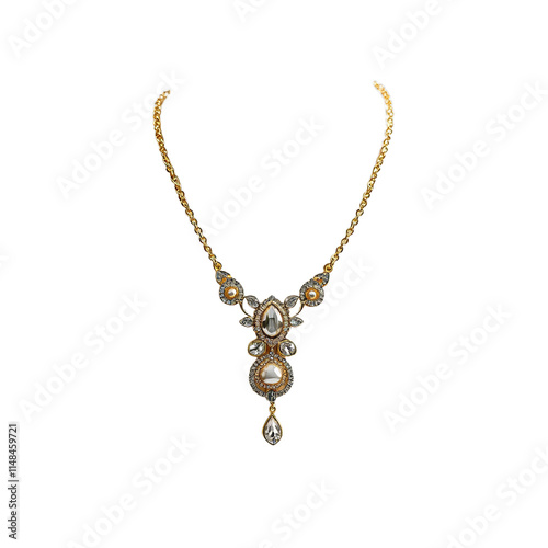 Obraz na płótnie Gold necklace with pearl and crystal accents w salonie